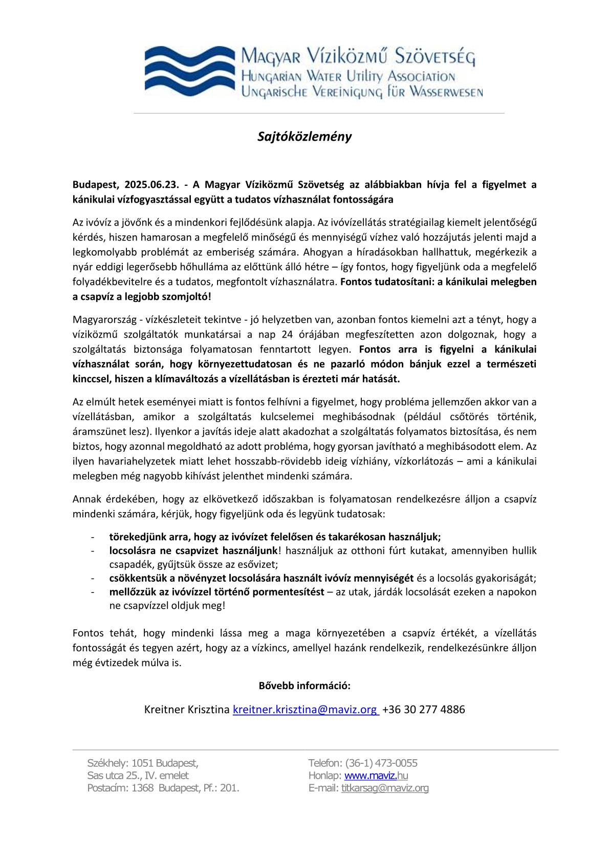 Sajtóközlemény